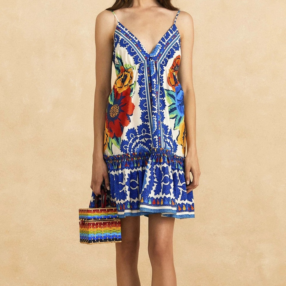 Farm Rio Multicolor Dress with Matching Bag